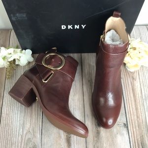 DKNY Brown Leather Heeled Booties 7M